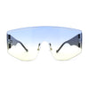 Oversized Shield Curved Top Thick Temple Mob Fashion Sunglasses