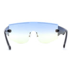 Oversized Shield Curved Top Thick Temple Mob Fashion Sunglasses