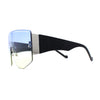 Oversized Shield Curved Top Thick Temple Mob Fashion Sunglasses