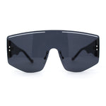 Oversized Shield Curved Top Thick Temple Mob Fashion Sunglasses