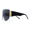 Oversized Shield Curved Top Thick Temple Mob Fashion Sunglasses