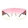 Oversized Shield Curved Top Thick Temple Mob Fashion Sunglasses