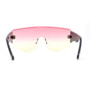 Oversized Shield Curved Top Thick Temple Mob Fashion Sunglasses