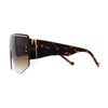 Oversized Shield Curved Top Thick Temple Mob Fashion Sunglasses