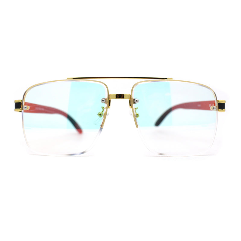 Mens Luxury Clear Lens Oversize Half Rim OG Rapper Eyeglasses