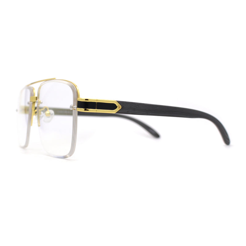 Mens Luxury Clear Lens Oversize Half Rim OG Rapper Eyeglasses