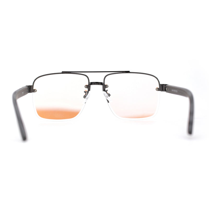 Classic Metal Nose Bridge Clear Lens Square Horn Rimmed Glasses 52mm 
