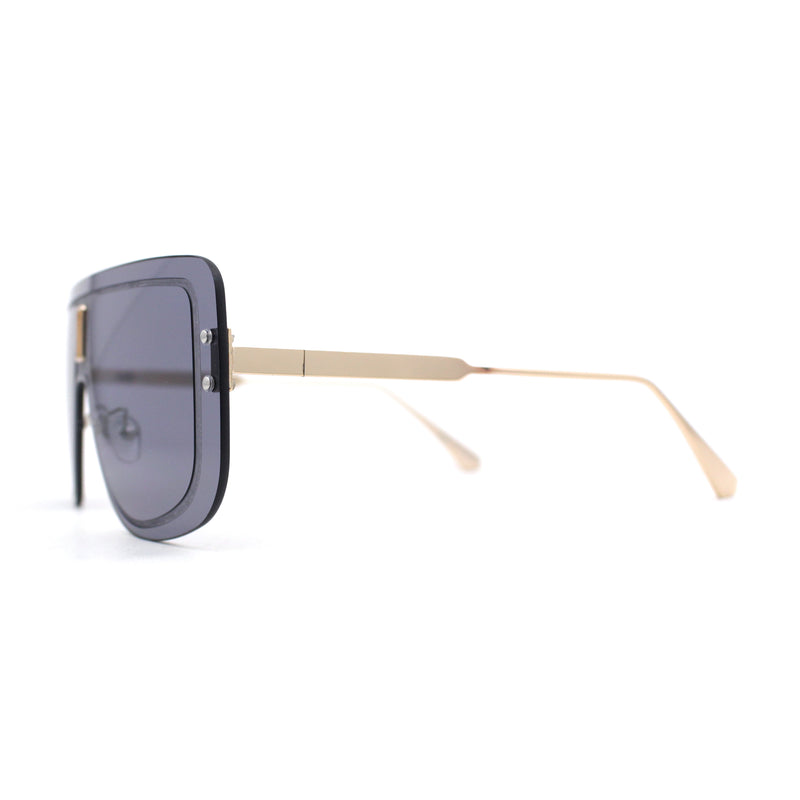 SA106 Full Rimless Flat Top Shield Mobster Sunglasses