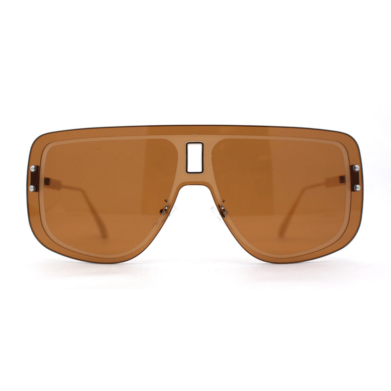 SA106 Full Rimless Flat Top Shield Mobster Sunglasses