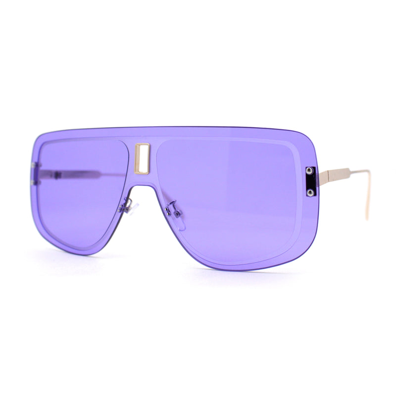 SA106 Full Rimless Flat Top Shield Mobster Sunglasses