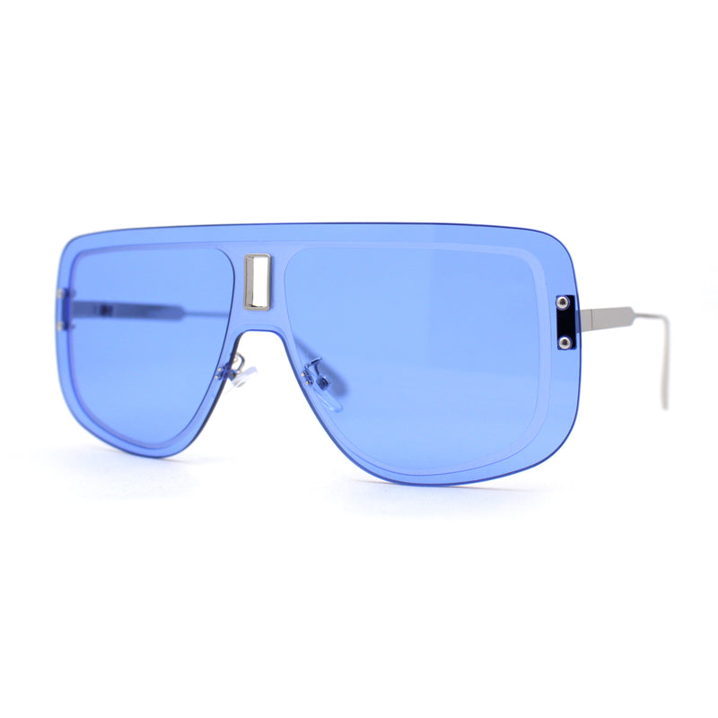 SA106 Full Rimless Flat Top Shield Mobster Sunglasses