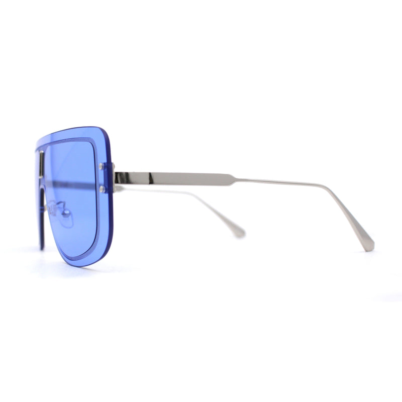 SA106 Full Rimless Flat Top Shield Mobster Sunglasses