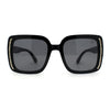 Subtle Rhinestone Jewel Chain Trim Rectangle Mod Butterfly Sunglasses