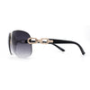 Womens Classic 90s Rimless Jewel Chain Arm Round Wrap Sunglasses