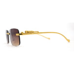 Mens Rimless Pimp Leopard Jewel Pin Arm Rectangle Sunglasses