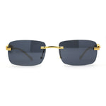 Mens Rimless Pimp Leopard Jewel Pin Arm Rectangle Sunglasses