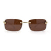 Mens Rimless Pimp Leopard Jewel Pin Arm Rectangle Sunglasses