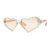 Womens Iridescent Rhinestone Bling Bubbly Heart Shape Sunglasses