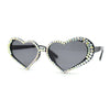 Womens Iridescent Rhinestone Bling Bubbly Heart Shape Sunglasses