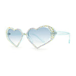 Womens Iridescent Rhinestone Bling Bubbly Heart Shape Sunglasses