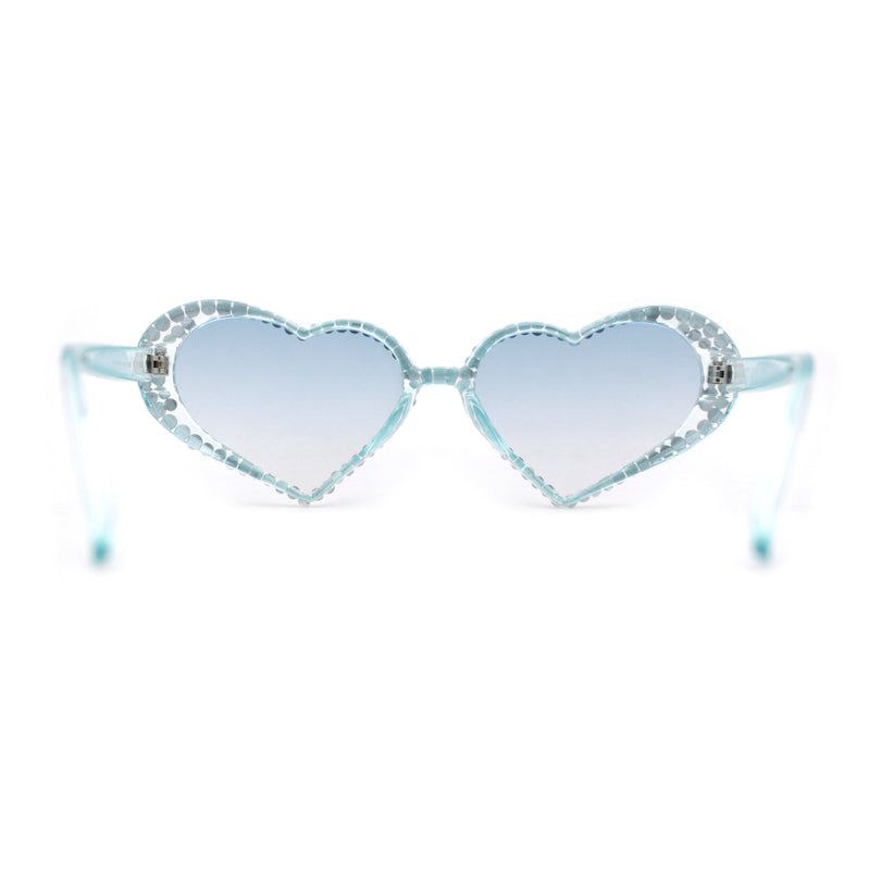 Womens Iridescent Rhinestone Bling Bubbly Heart Shape Sunglasses