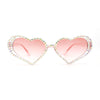 Womens Iridescent Rhinestone Bling Bubbly Heart Shape Sunglasses