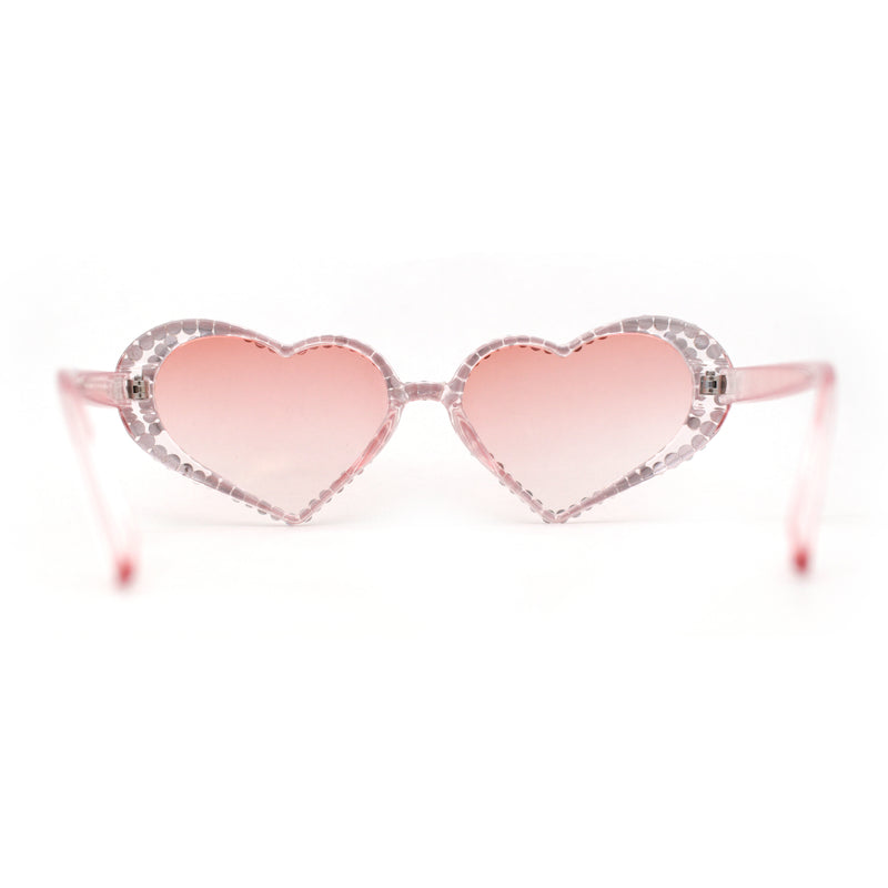 Womens Iridescent Rhinestone Bling Bubbly Heart Shape Sunglasses