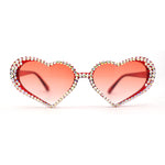 Womens Iridescent Rhinestone Bling Bubbly Heart Shape Sunglasses