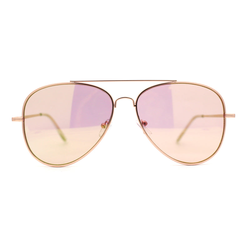 Pink Mirror Rose Gold Spring Hinge Iconic Teardrop Officer Cop Shade Sunglasses