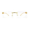 Mens Rimless Pimp Leopard Jewel Pin Arm Rectangle Eyeglasses