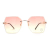 Womens Rhinestone Heart Lens Bling Rimless Butterfly Chic Sunglasses