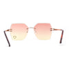 Womens Rhinestone Heart Lens Bling Rimless Butterfly Chic Sunglasses