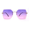 Womens Rhinestone Heart Lens Bling Rimless Butterfly Chic Sunglasses