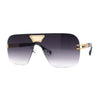 Urbane Slick Rimless Flat Top Racer Shield Baller Sunglasses