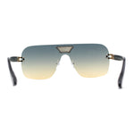 Urbane Slick Rimless Flat Top Racer Shield Baller Sunglasses