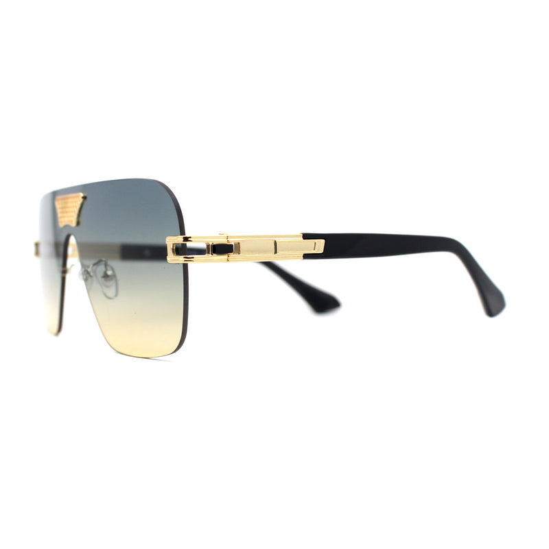 Urbane Slick Rimless Flat Top Racer Shield Baller Sunglasses