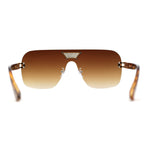 Urbane Slick Rimless Flat Top Racer Shield Baller Sunglasses