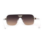 Urbane Slick Rimless Flat Top Racer Shield Baller Sunglasses