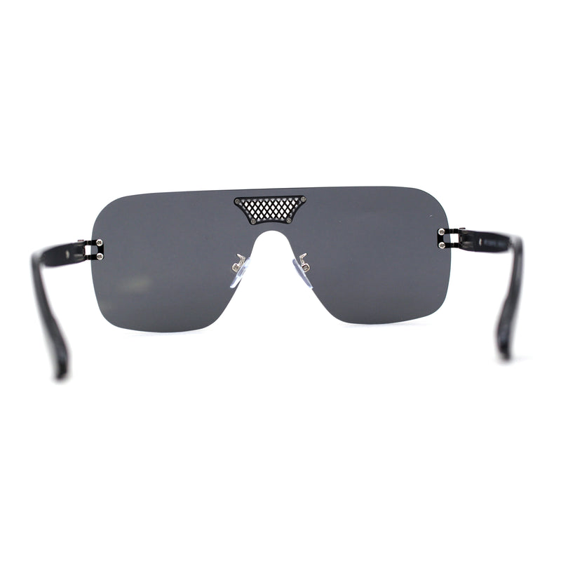 Urbane Slick Rimless Flat Top Racer Shield Baller Sunglasses