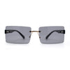 Mens Classic Minimal Thin Rectangle Rimless Sunglasses