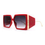Womens Oversize Square Thick Temple Rectangle Sunglasses