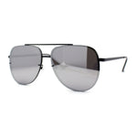 Mens 90s Rimless Officer Style Mirrored Lens Air Force Sunglasses