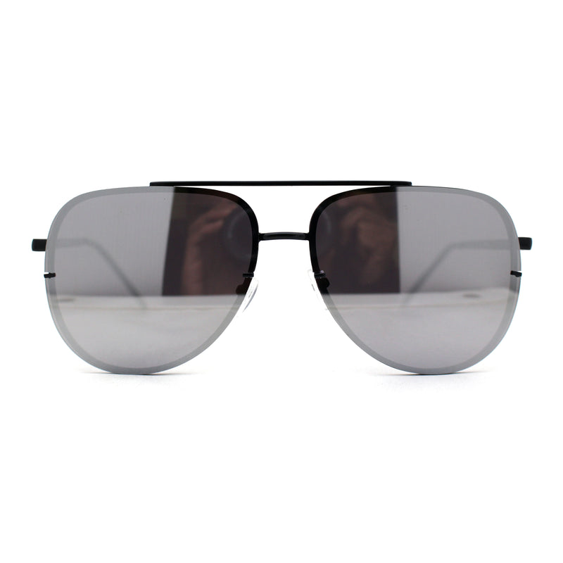 Mens 90s Rimless Officer Style Mirrored Lens Air Force Sunglasses