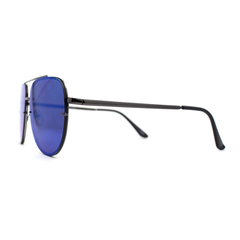 Mens 90s Rimless Officer Style Mirrored Lens Air Force Sunglasses