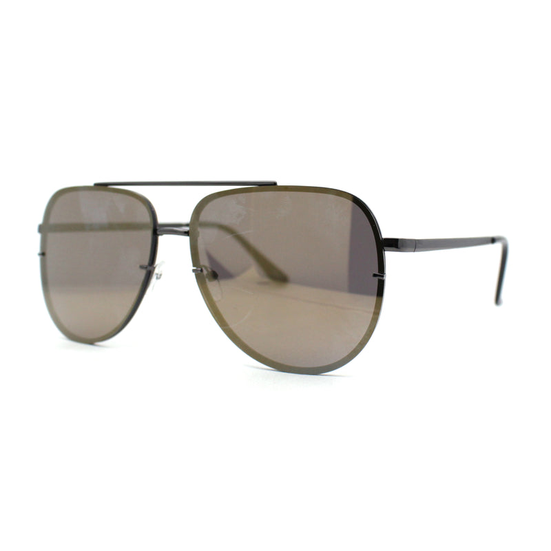 Mens 90s Rimless Officer Style Mirrored Lens Air Force Sunglasses