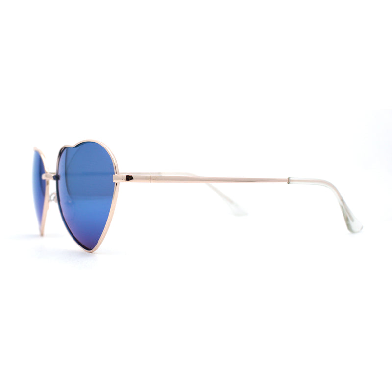 Iconic Color Mirror Heart Shape Metal Rim Peacenik Love Sunglasses