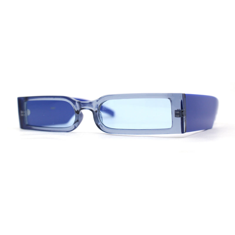 Slick Thick Temple Thin Slit Lens Mod Rectangle Sunglasses