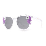 Girls Plastic Unicorn Charm Thin Plastic Round Horn Rim Sunglasses