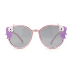 Girls Plastic Unicorn Charm Thin Plastic Round Horn Rim Sunglasses