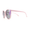 Girls Plastic Unicorn Charm Thin Plastic Round Horn Rim Sunglasses